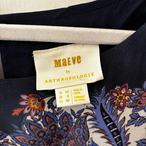 Anthropologie Maeve 100% Silk Paisley Dress Barcelona with Wide Sleeves size 8 - Picture 6 of 9